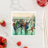 Viktorianische Eis Skaten Vintage Winterszene Serviette (Beispiel)