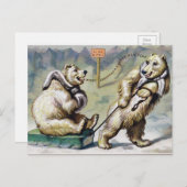 Viktorianische Eisbären Weihnachten Postkarte (Vorne/Hinten)