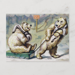 Viktorianische Eisbären Weihnachten Postkarte