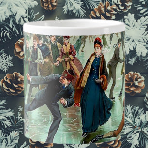 Viktorianische Eislauf-Szene im Winter vintage Jumbo-Tasse