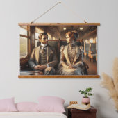 Viktorianische Elegance auf einer Zugreise Wandteppich Mit Holzrahmen (Schlafzimmer)