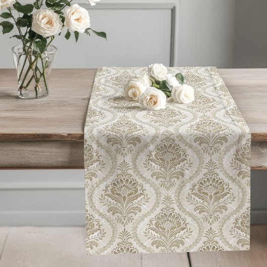 Viktorianische Elegant Table Runner Soft Beige Dam Großer Tischläufer