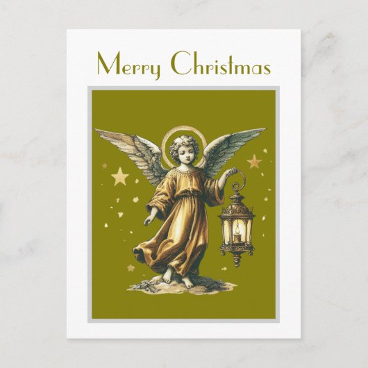 Viktorianische Elegant Xmas Angel und Lantern Postkarte (Vorderseite)