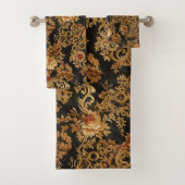 Viktorianische Elegante Rose Schwarz Badhandtuch Set (Insitu)