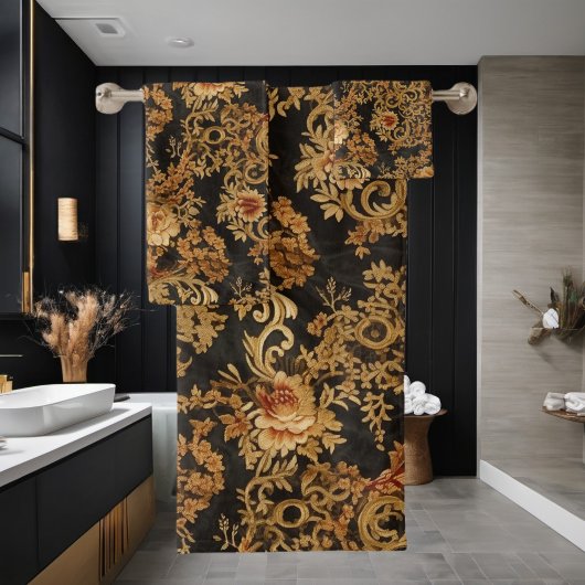 Viktorianische Elegante Rose Schwarz Badhandtuch Set