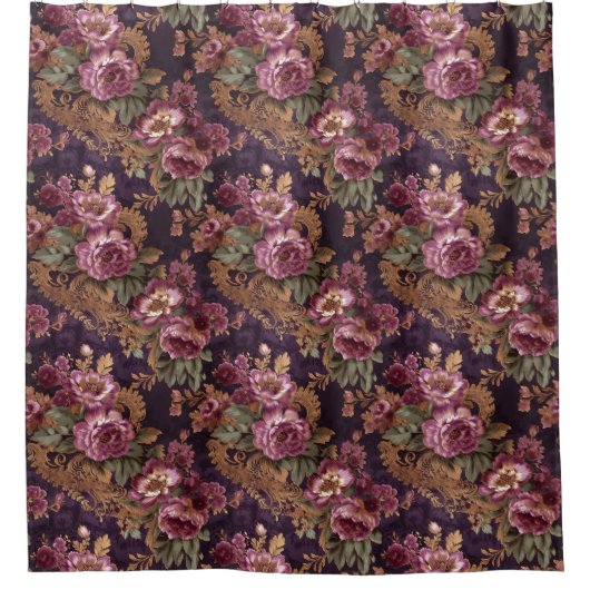 Viktorianische elegante Spitzen Lila Rose Duschvorhang (Vorderseite)