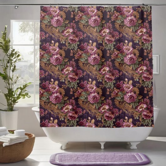 Viktorianische elegante Spitzen Lila Rose Duschvorhang