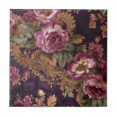 Viktorianische elegante Spitzen Lila Rose Fliese (Vorderseite)