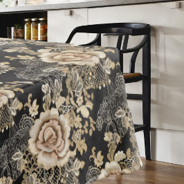 Viktorianische elegante Spitzen-Rose Schwarz Tischdecke