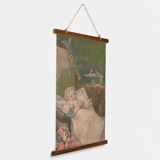 Viktorianische Eleganz: Eine Welt des Säuglings Wandteppich Mit Holzrahmen (Gewinkelt)