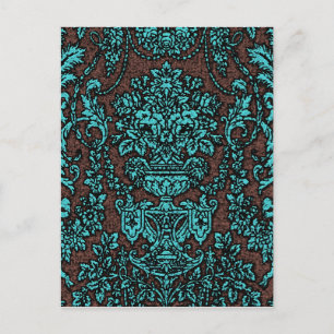 Viktorianische Eleganz ~ Postcard Damask Blau Postkarte