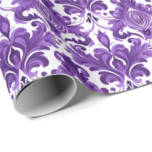 Viktorianische Eleganz: Violette und violette Blum Geschenkpapier (Rolleneckpunkt)