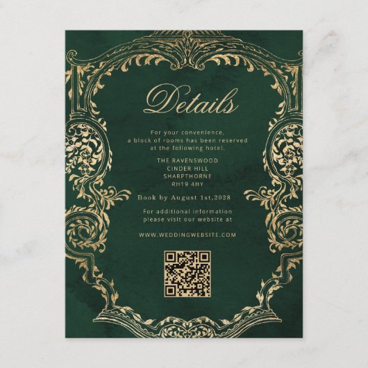 Viktorianische Emerald Gold Royal Wedding QR Detai Begleitkarte (Vorderseite)