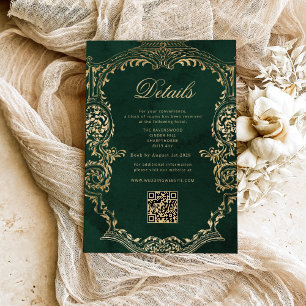 Viktorianische Emerald Gold Royal Wedding QR Detai Begleitkarte