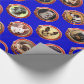 VIKTORIANISCHE ENAMELE/MINIATURHUNDERPORTRAS,Blau Geschenkpapier (Ecke)