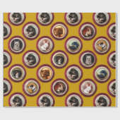 VIKTORIANISCHE ENAMELE/MINIATURHUNDERPORTRAS, gelb Geschenkpapier (Flach)