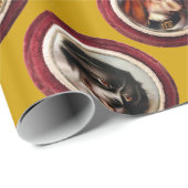 VIKTORIANISCHE ENAMELE/MINIATURHUNDERPORTRAS, gelb Geschenkpapier (Rolleneckpunkt)