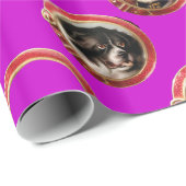 VIKTORIANISCHE ENAMELE/MINIATURHUNDERPORTRAS, Lila Geschenkpapier (Rolleneckpunkt)