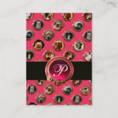 VIKTORIANISCHE ENAMELE/MINIATURHUNDERPORTRAS, rosa Visitenkarte (Rückseite)