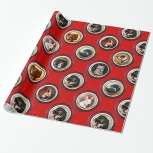 VIKTORIANISCHE ENAMELE/MINIATURHUNDERPORTRAS, Rot Geschenkpapier