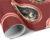 VIKTORIANISCHE ENAMELE/MINIATURHUNDERPORTRAS, Rot Geschenkpapier (Rolleneckpunkt)