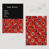 VIKTORIANISCHE ENAMELE/MINIATURHUNDERPORTRAS, Rot Visitenkarte (Vorne/Hinten)