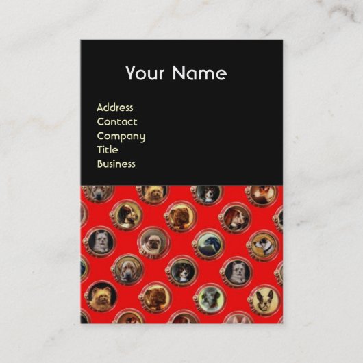 VIKTORIANISCHE ENAMELE/MINIATURHUNDERPORTRAS, Rot Visitenkarte (Vorderseite)