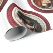 VIKTORIANISCHE ENAMELE/MINIATURHUNDERPORTRAS, weiß Geschenkpapier (Rolleneckpunkt)