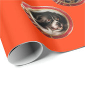 VIKTORIANISCHE ENAMELS MINIATURE DOG PORTRAS Orang Geschenkpapier (Rolleneckpunkt)