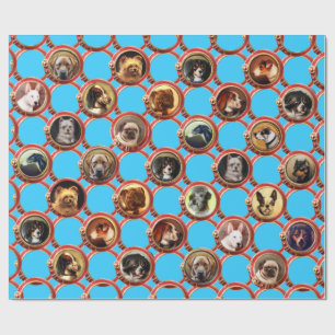VIKTORIANISCHE ENAMELS MINIATURE DOG PORTRAS Sky B Geschenkpapier