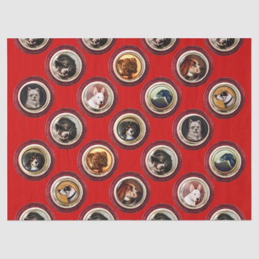 VIKTORIANISCHE ENAMELS/MINIATURHUNDERPORTRAS Rot Seidenpapier (Vorderseite)