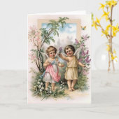 Viktorianische Engel-Anmerkungs-Karte Karte (Gelbe Blume)