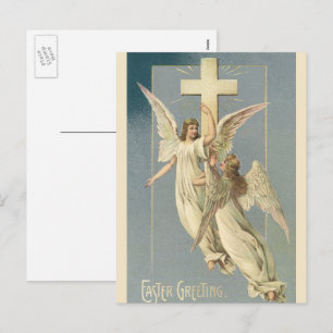 Viktorianische Engel mit Kreuz, Vintag Ostern Feiertagspostkarte