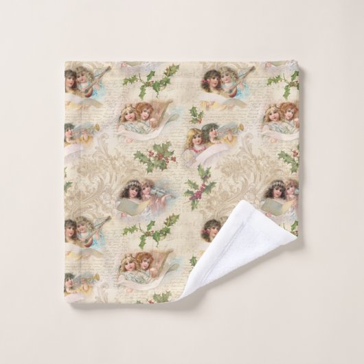 Viktorianische Engel mit Musik, Script & Holly Badhandtuch Set (Waschlappen)