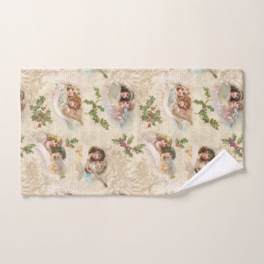Viktorianische Engel mit Musik, Script & Holly Badhandtuch Set (Handtuch)