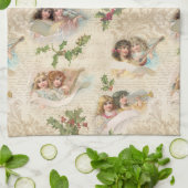 Viktorianische Engel mit Musik, Script & Holly Geschirrtuch (Gefaltet)