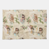 Viktorianische Engel mit Musik, Script & Holly Geschirrtuch (Horizontal)