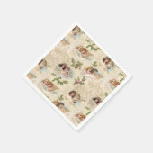 Viktorianische Engel mit Musik, Script & Holly Serviette (Ecke)