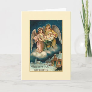 Viktorianische Engel Religiöse Weihnachtskarte Feiertagskarte