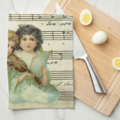 Viktorianische Engel Violin und Noten Geschirrtuch (Viertel Falte)