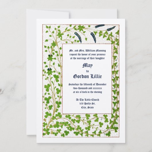 Viktorianische Epoche 1845 Vine & Clover Foliage H Einladung (Vorderseite)