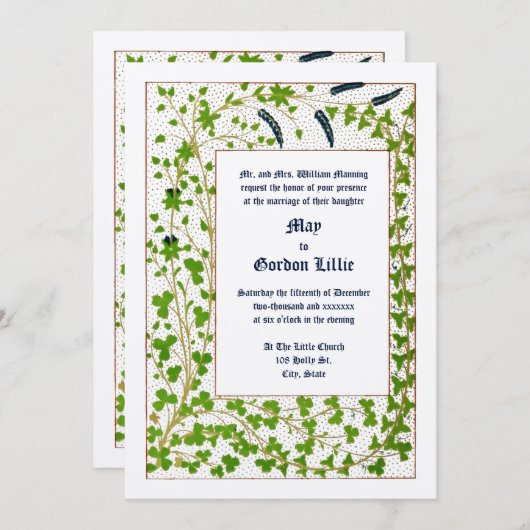 Viktorianische Epoche 1845 Vine & Clover Foliage H Einladung (Vorne/Hinten)