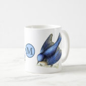 Viktorianische Era 1851 Bluebird Art & Monogram Kaffeetasse (VorderseiteRechts)