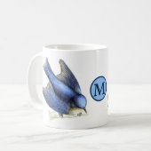 Viktorianische Era 1851 Bluebird Art & Monogram Kaffeetasse (Vorderseite Links)