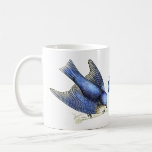 Viktorianische Era 1851 Bluebird Art & Monogram Kaffeetasse (Links)