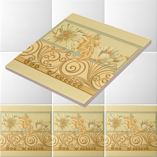 Viktorianische Era Art Nouveau Floral Scroll Friez Fliese