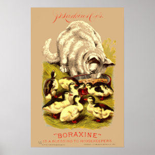 Viktorianische Era Cat & Baby Ducks Soap Ad Poster