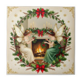 Viktorianische Feen Weihnachtsgeist Fliese (Vorderseite)