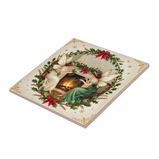 Viktorianische Feen Weihnachtsgeist Fliese (Seite)