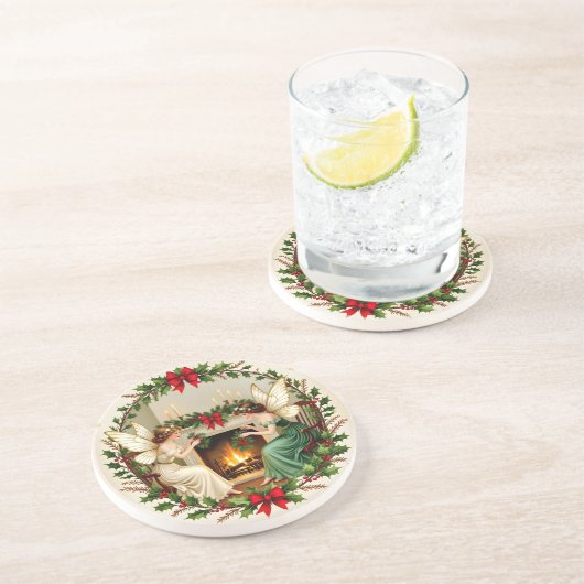 Viktorianische Feen Weihnachtsgeist Getränkeuntersetzer (Seite)